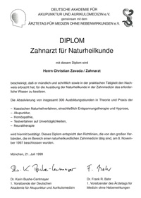Zahnarztpraxis Christian Zavada - Diplom